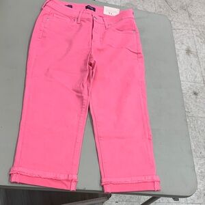 NYDJ Neon Pink Cropped Jeans with Frayed Hem